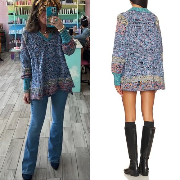 FINAL PRICE NWT NEW Free People Seasons of Sun Mini Knit Sweater Dress - Picture 2 of 9